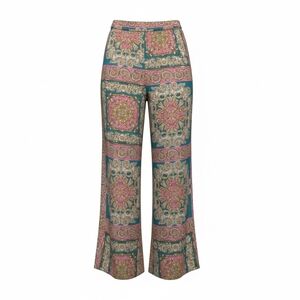 Pink & Teal Medallion Wide-Leg Palazzo Pants